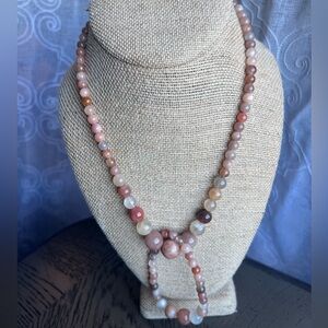 Peach moonstone necklace set 19’